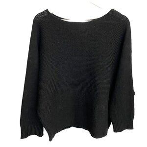 M Made in Italy Wool Mohair Blend Dolman Sweater in Black Modern Chic Size M